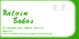 malvin bakos business card